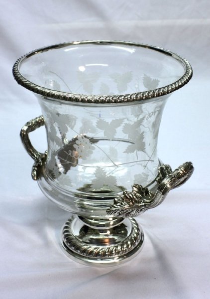 Sheffield Silver Plate & Engraved Glass Wine Cooler | Ref. no. 01330 single | Regent Antiques